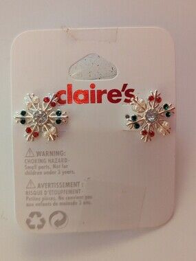 Claire's Silver Snowflake Stud Earrings